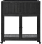 Patio 35.4"x17.7"x37.4" Mini Wood Cold Frame, Compact 2 Doors Garden Greenhouse with Wheels, Raised Bed with Liner for Indoor Outdoor Use, Black