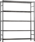 Storage Shelves - 5 Tier Shelf Organizer, Heavy Duty Garage Shelving Unit with Leveling Feet, Stable Metal Shelves Organizer for Pantry, Kitchen and Closet, 46.3" W x 12.6" D x 60.3" H, Black