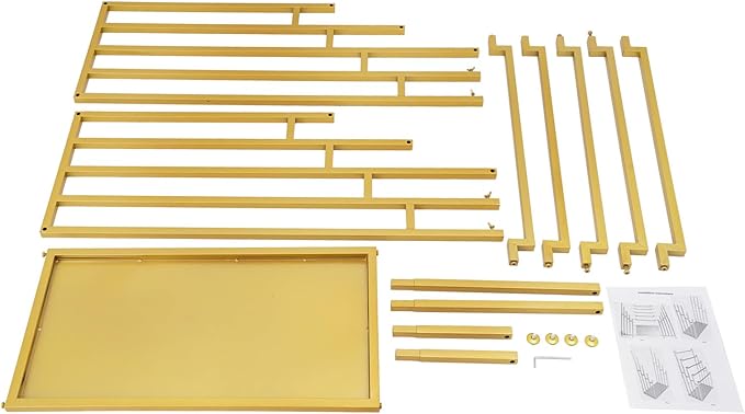 Scarf Organizer Stand, 5-Tier Freestanding Scarf Display Rack, Metal Scarf Holder Belt Pants Hanger for Commercial Clothing Retail Store Home, Space Saving Shelves, 31.5" x 15.75" x 59"(Gold)