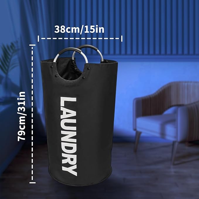90L Laundry Hamper Waterproof 600D Oxford Fabric Modern Collapsible Laundry Basket for Easy Storage with Padded Handles Stands Up Well Heavy‑Duty Laundry Bag for Clothes(2 Pack)
