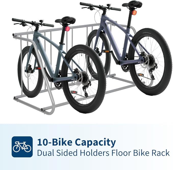 Floor Bike Rack,Single-Side 5-Bike Rack 60" L,Grid Bike Rack In Ground,Freestanding Bicycle Floor Parking Stand,Stand Bike Racks for Garages Streets Yards Bike Events