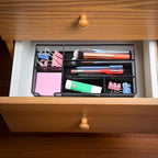 Desk Drawer Organizer, Office Metal Mesh Drawer Divider Organizer Tray with 6 Compartments, Pen Organizer for Desk Drawers Tray Desktop Accessories(COLOR:Black)
