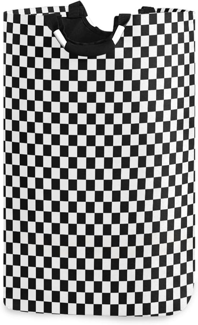 Racing Checkered Flag Laundry Basket for College Dorm,50L Collapsible Portable Laundry Hamper Storage Basket for Toys Clothes Organizer