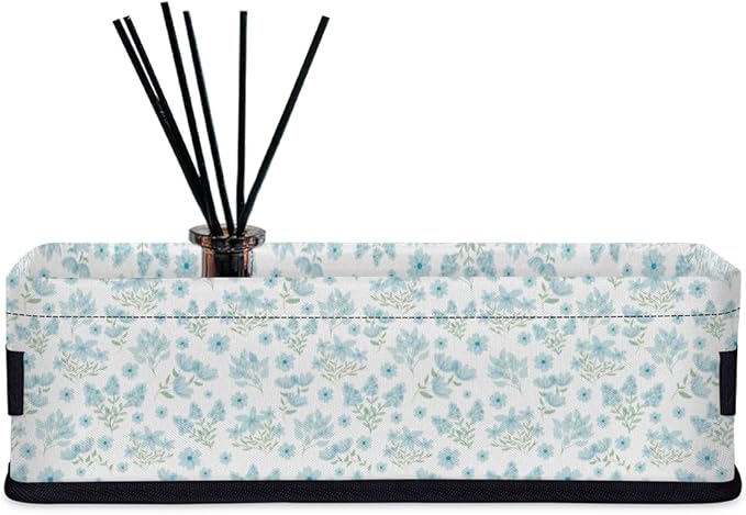Small Bathroom Baskets for Toilet, Foldable Toilet Paper Tank Basket Organizer for Towels Storage Decorative Open Storage Bins for Home, Closet, Containers, Cabinet (Floral Print)