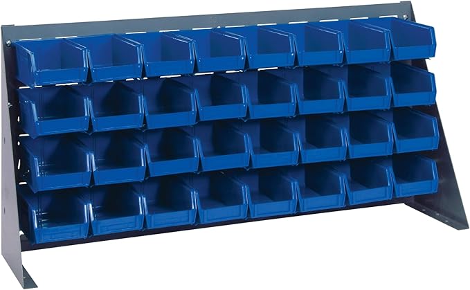 Quantum Storage Systems QBR-3619-220-32BL Ultra Bin Complete Bench Rack Package with 32 Ultra Bins, 36" x 8" x 19" , Blue