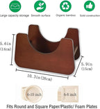Paper Plate Dispenser，Wood Foam Plate Storage Organizer for 7-10 inch Disposable Plate,Paper Plate Holder for Kitchen Countertop or Outdoor Use