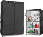 Wire Rack Covers,Heavy Duty 600D Dustproof Waterproof Storage Rack Covers for Metal Shelves,Storage Shelf Cover with Zipper for Wire Shlef,36''W x 19''D x 72''H,Black with Clear Front