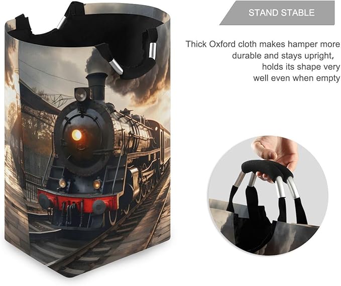 Steam Rrain Laundry Basket for College Dorm,50L Collapsible Portable Laundry Hamper Storage Basket for Toys Clothes Organizer