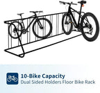 Floor Bike Rack,Sigle-Side 10-Bike Rack 122"L,Grid Bike Rack In Ground,Freestanding Bicycle Floor Parking Stand,Stand Bike Racks for Garages Streets Yards Bike Events