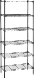 PayLessHere | 6-Tier Wire Shelf | 23"x13"x59" | Black | Adjustable Racks | Heavy-Duty Storage Shelves, Holds Upto 1500 lbs | Rust-Resistant, No-Tool Assembly | for Home, Garage Shelving