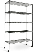 Simple Deluxe Heavy Duty 5-Tier Storage Shelving Unit, 35.83" W x 13.98" D x 61.02" H, 1250 Lbs Loading Capacity, Black