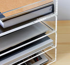 Elsjoy Set of 2 Acrylic File Tray, 2-Tier Stackable Paper Tray Clear Desktop File Organizer for Documents, Books, Magazine, Office, School