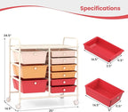 Giantex 9 Drawers Rolling Cart, Classroom Organizers, Storage Cart with Wheels, for Teacher Office Home School Supplies Tool Craft Art Paper, Macaron Multicolor