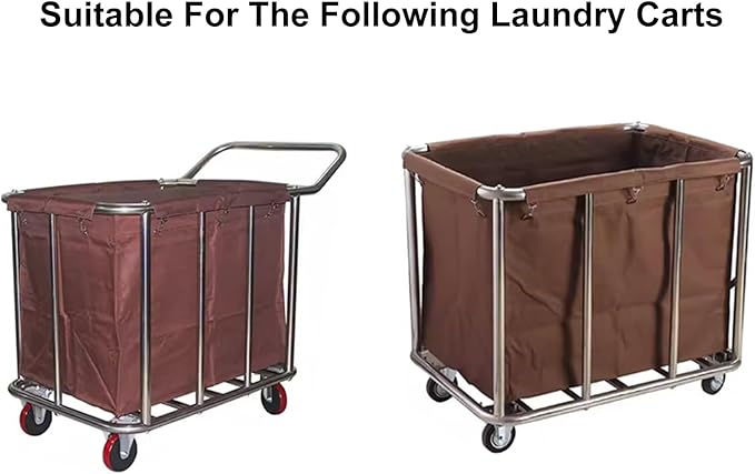 Industrial Laundry Cart Replacement Bag, Removable Waterproof Liner Bag, Waterproof High Capacity Thickened Commercial Cloth Cleaning Cart Bag, for Rolling Laundry Basket, Laundry Cart(Brown)