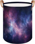 Space Universe Galaxy Collapsible Laundry Basket Large Laundry Hamper Waterproof Foldable Storage Bins Laundry Basket with Leather Handles Clothes Nursery Hampers