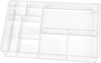 8-Section Clear Drawer Organizer, Large Acrylic Drawer Divider Tray for Desk,Bathroom,Office Makeup,Junk, Plastic Drawers Organizer 13.7" x 8.7" x 2" (8-Section)