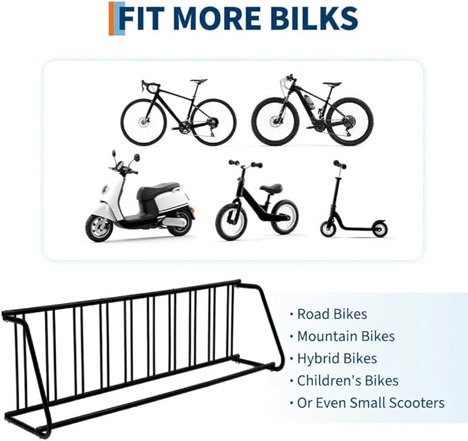 Floor Bike Rack,Sigle-Side 10-Bike Rack 122" L,Grid Bike Rack In Ground,Freestanding Bicycle Floor Parking Stand,Stand Bike Racks for Garages Streets Yards Bike Events