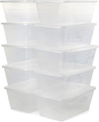 Life Story 6 Liter Plastic Storage Container Set, Stackable Shoe, Accessory, and Home Closet Organizational Tote Bins with Secure Lids, 40 Pack, Clear