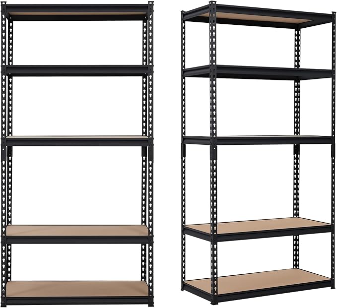 Heavy Duty Garage Storage Shelves, 5-Tier Metal Adjustable Shelving Unit with 2500 LBS Capacity, 35" l x 18" w x 72" h Storage Shelving for Kitchen Pantry Basement Bathroom Laundry