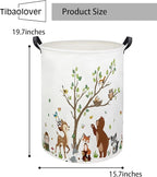 Kids Laundry Basket Baby Hamper Toy Storage Bin for Boys Room Decor Baby Nursery Hamper Gift Baskets for Bedroom Bathroom(Tree Animal)