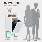 Stylish Trendy 16-Gallon Tilt-Out Laundry Hamper with Removable Basket & Hidden Trash Cabinet, Sturdy Water-Resistant Steel Space-Saving Storage 13.77"D x 16.53"W x 36.51"H for Small Bathroom Green