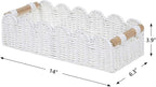 CubesLand Bathroom Basket Organizer, Toilet Tank Paper Storage Baskets 2-Pack, Scalloped Decorative Basket for Countertop w/Handle, Wicker Basket for Bathroom Decor, Home Decor, Living Room, White