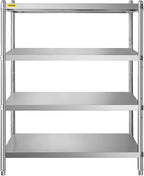 VEVOR Stainless Steel Shelving 46.8x18.5 Inch 4 Tier Adjustable Shelf Storage Unit Stainless Steel Heavy Duty Shelving for Kitchen Commercial Office Garage Storage 330lb Per Shelf