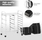 RELAX4LIFE 12-Drawer Rolling Storage Cart - Mobile Utility Drawer Carts with Wheels, Craft Organizers Cart for Classroom Organization and Storage, School, Office, Home