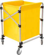 Commercial Laundry Cart with Wheels, 220LBS Capacity Heavy Duty Rolling Laundry Sorter with Steel Frame and Waterproof Oxford Cloth, Folding Laundry Hamper with Removable Bag for Home & Hotel (Yellow)