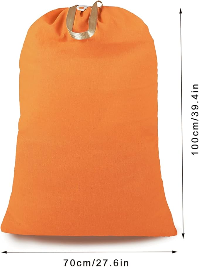 Heavy Duty Laundry Bag with Drawstring and Handle, Extra Large Travel Dirty Clothes Bag for Laundromat and Household, Durable Rip-Stop Laundry Hamper Liner, 28 x 40 Inch by SANFERGE, Orange