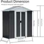 Heavy-Duty Outdoor Garden Shed with Aluminum Alloy Frame, Hinged Door, and Stable Foundation for Secure Storage (5x3 Feet Grey with Metal Base)