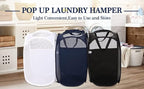 AQQA 6 Pcs Handy Laundry Collapsible Mesh Foldable Hampe (Black/White/Blue),Popup Laundry Basket with Durable Handles,Pop-up Mesh Hamper Dirty Clothes Basket for Kids Room, College Dorm or Travel