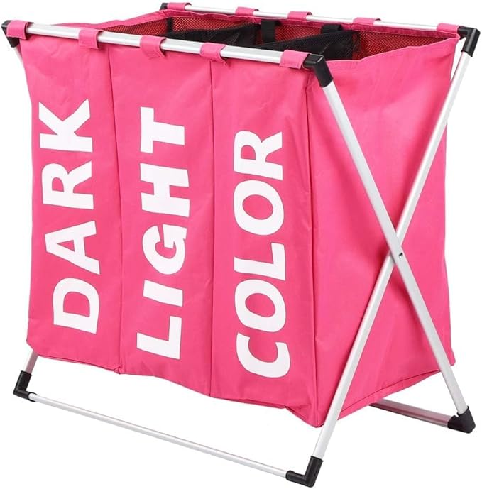 JEOZBM Laundry Sorter, 600D 3 Bag Rolling Storage Laundry Hamper, Dirty Clothes Storage Basket, Large Foldable Laundry Sorter Cart