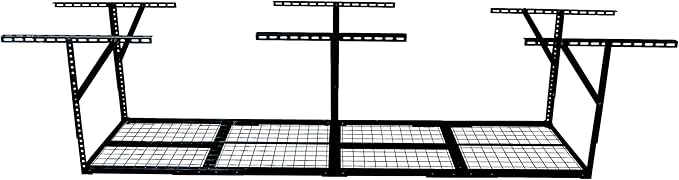2x8FT Overhead Garage Storage Rack,Adjustable Storage Organization System,Heavy Duty Metal Garage Ceiling Storage Racks,450lbs Weight Capacity,Black Color
