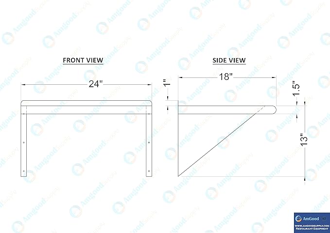 AmGood 24" Long X 18" Deep Stainless Steel Wall Shelf | NSF Certified | Appliance & Equipment Metal Shelving | Kitchen, Restaurant, Garage, Laundry, Utility Room