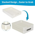 Desk Organizer Tray, 2-Pack A4 Letter-Size Tray, Plastic Printer Paper Holder, Rectangular Desktop Stackable File Holder for Office Supplies School Home, Mail Document Storage Containers (White)