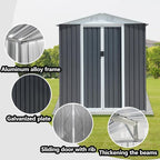 Heavy-Duty Outdoor Garden Shed with Aluminum Alloy Frame, Hinged Door, and Stable Foundation for Secure Storage (6x4 Feet Grey with Metal Base)
