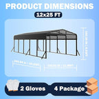 13X26 FT Metal Carport, Heavy Duty Cart Ports with Reinforced Galvanized Carports, Outdoor Weather Resistant Carport Canopy, Upgrade Car Port for Boats, Cars, Trucks, and Tractors