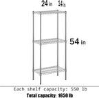 14" Deep x 24" Wide x 54" Height Wire Shelving Kit | 3-Tier | NSF Commercial Storage Rack Unit