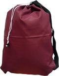 Small Laundry Bag with Drawstring, Carry Strap, Locking Closure, Color: Burgundy, Size: 22x28
