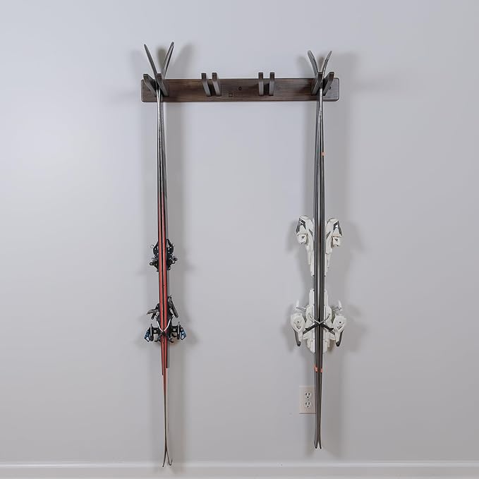 StoreYourBoard Tuscarora Ski and Snowboard Wood Rack | Holds 4 Pairs