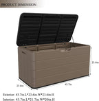 Resin Deck Storage Box, 85 Gallon Outdoor Storage Box Waterproof for Garden Storage,Patio and Backyard, Lockable Brown Color