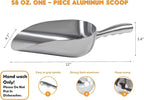 Cast Aluminum Utility Scoop - 58 oz. - Round Bottom, ice scoop For Multi-Purpose Use, With Finger Groove Handle (58 oz.)