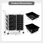 RELAX4LIFE 12-Drawer Rolling Storage Cart - Mobile Utility Drawer Carts with Wheels, Craft Organizers Cart for Classroom Organization and Storage, School, Office, Home