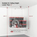 Overhead Garage Storage Rack, Adjustable Heavy-duty 4x4 Ft Ceiling Storage Racks with Safety Lock, Ideal for Garage Storage Lifting Organization System, 250lbs Capacity, White