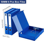 Storage File Boxes A4, 6 Pack Foldable File Box with Clip, 50mm Spine, Plastic Archives Cases with Magnetic Closure, Document File Folder Organizer Storage Filing Box for Office School, Blue