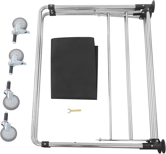 Commercial Laundry Cart with Wheels 220LBS Load Laundry Cart Rolling Laundry Basket with Removable Bag Foldable Laundry Sorter for Home, Hotel, Hospital (Black)