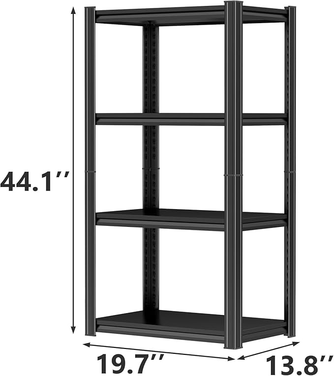4-Tier Metal Garage Shelving Heavy Duty Adjustable Storage Shelves 2000lbs Capacity Steel Shelving Units Tool Rack Corner Shelf for Heavy Equipment and Tools (19.7" W × 13.8" D × 44.1" H)