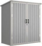 Aoxun 5x3 FT Outdoor Storage Shed, Plastic Garden Resin Shed with Floor for Patio, Lawn, Outdoor Storage Cabinet with Lockable Door for Bike, Garbage Can, Tools, Grey