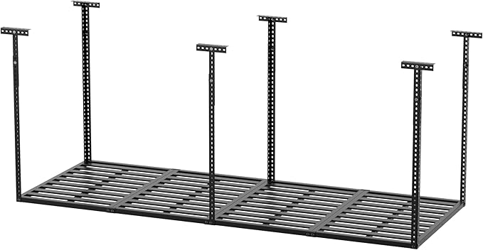 Garage Ceiling Storage Racks 3x8 Ft Heavy Duty Overhead Storage Rack 750 LBS Capacity Adjustable Ceiling Mounted Storage System for Garage Basement Workshop Black